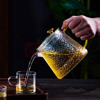 天喜 TIANXI 锤纹玻璃茶壶 TBL171-450 450ml  加厚过滤飘逸杯煮茶水壶耐高温