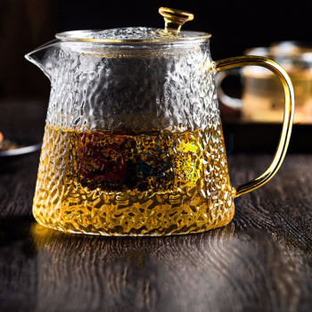 天喜 TIANXI 锤纹玻璃茶壶 TBL171-450 450ml  加厚过滤飘逸杯煮茶水壶耐高温