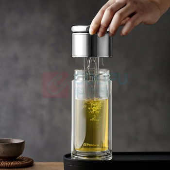 孔雀 茶水分离玻璃杯 PCB-B03(S) 300ml (钢本色)