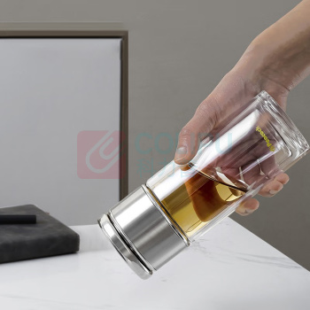 孔雀 茶水分离玻璃杯 PCB-B03(S) 300ml (钢本色)