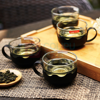 紫丁香 小丹莉玻璃茶具套装 六件套 一壶四杯一茶盘 (黑色)