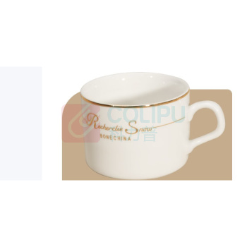 Mongdio 咖啡杯 欧式咖啡杯 一杯一碟一勺(金勺) (金边)