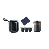 苏泊尔 SUPOR 茶具6件套 TK23024E (玄墨) 1壶+3杯+茶巾+便携包