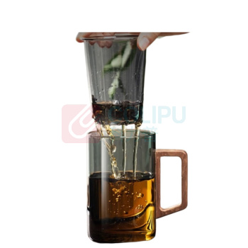 格远 耳型木纹把手茶杯 500ML 13.8*8CM