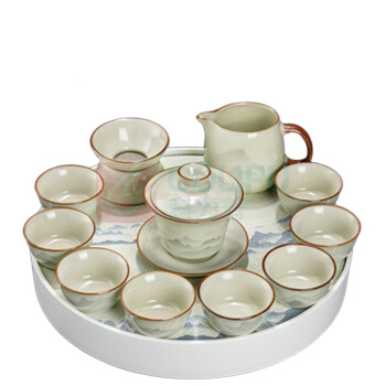 祥业 汝窑茶具 山海雾境盖碗9件套奥