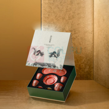 万仟堂 EDENUS 茶具套装 敦煌宝相随手礼 (壁画红釉) 1盖碗1承3杯1盘1盖