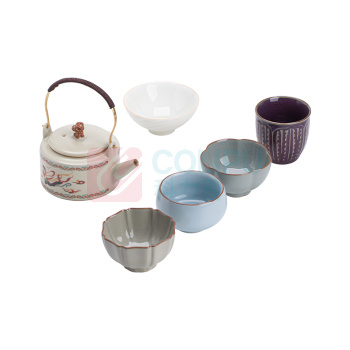 苏氏陶瓷 SUSHI CERAMICS 五大名窑功夫茶具【敦煌美学】提梁茶壶茶具礼盒套装 J1326