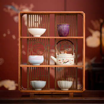 苏氏陶瓷 SUSHI CERAMICS 五大名窑功夫茶具【敦煌美学】提梁茶壶茶具礼盒套装 J1326