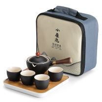 金镶玉 雅黑创意旋转茶具 侧把壶*1 茶杯*4 干泡盘*1 旅行包*1