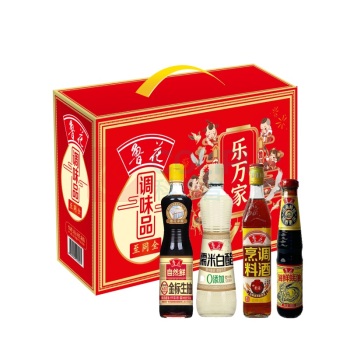 鲁花 调味品礼盒 中国味至同全畅享C款 海鲜蚝油468g+特级金标生抽500ml+糯米白醋500ml+烹调料酒500ml