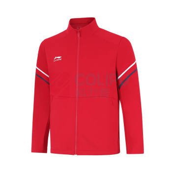 李宁 LI-NING 男款开衫无帽卫衣 AWDW469-4 XL (公牛红)