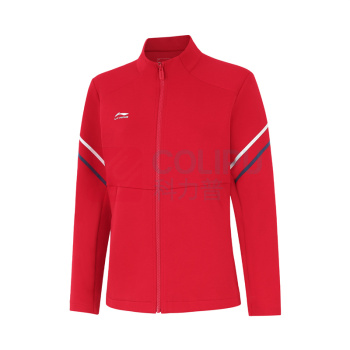 李宁 LI-NING 女款开衫无帽卫衣 AWDW472-9 L (公牛红)
