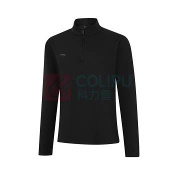 李宁 LI-NING 女半拉链长袖T恤 ATLW338-1 2XL (黑)