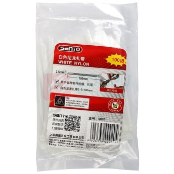 赛拓 尼龙扎带 0020 2.5*100mm (白色) 100根/包