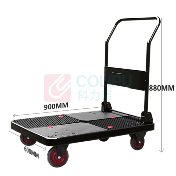 君宏 单层300公斤橡胶轮折叠扶手推车 JH300-DX-BK 900*600*890MM 承重:300kg (黑色) (不含运费)