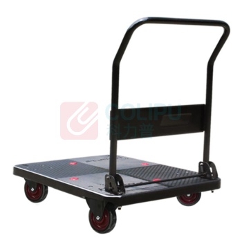 君宏 单层300公斤橡胶轮折叠扶手推车 JH300-DX-BK 900*600*890MM 承重:300kg (黑色) (不含运费)