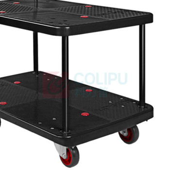 君宏 300公斤双层单扶手推车 JH300P-T2-BK 900*600*910MM 承重300KG (黑色)