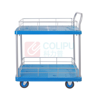 连和 双层护栏单把手超静手推车 PLA150Y-T2-HL2 720*480*860MM 铁支架天然橡胶轮(承重150kg)