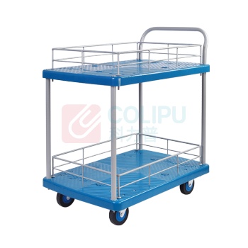 连和 双层护栏单把手超静手推车 PLA150Y-T2-HL2 720*480*860MM 铁支架天然橡胶轮(承重150kg)