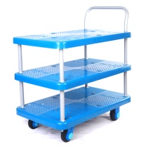 连和 三层单扶手超静手推车 PLA200-T3 825*500*910mm (蓝色) 尼龙支架天然橡胶轮 承重:200KG