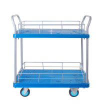 连和 双层护栏 双把手 手推车 PLA250Y-T2-HL2-D 825*500*910MM 铁支架天然橡胶轮 承重:250KG