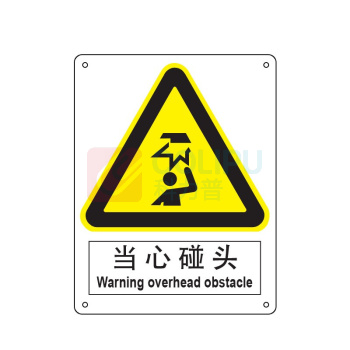 嘉辽 自粘性乙烯 当心碰头,中英文 BS0236 250*315mm 单个装
