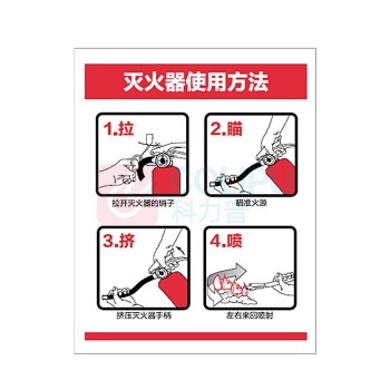 嘉辽 ABS工程塑料 手提式 灭火器使用方法 BS0719 250*315mm 单个装