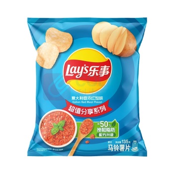 乐事 LAY'S 薯片 意大利香浓红烩味 135g/袋 14袋/箱