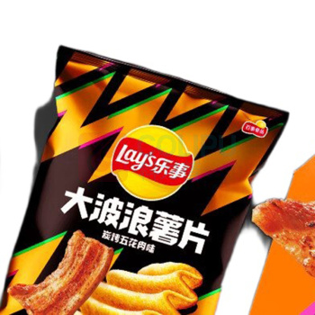 乐事 LAY'S (Lay's)大波浪薯片炭烤五花肉味 70克*6包 烤五花肉味