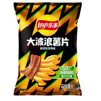 乐事 LAY'S (Lay's)大波浪薯片炭烤五花肉味 70克*6包 烤五花肉味