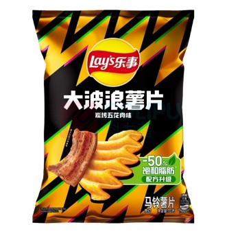 乐事 LAY'S (Lay's)大波浪薯片碳烤五花肉味 40克*7包 五花肉味