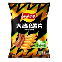 乐事 LAY'S (Lay's)大波浪薯片碳烤五花肉味 40克*7包 五花肉味