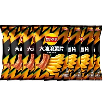 乐事 LAY'S (Lay's)大波浪薯片碳烤五花肉味 40克*7包 五花肉味