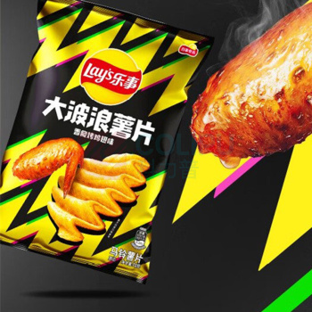 乐事 LAY'S (Lay's)大波浪薯片香脆烤鸡翅味 40克*7包