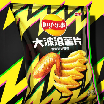 乐事 LAY'S (Lay's)大波浪薯片香脆烤鸡翅味 40克*7包