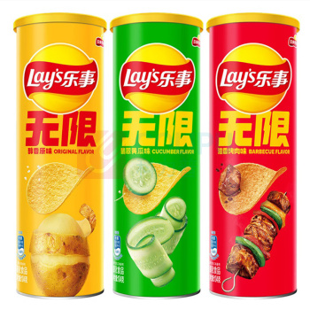 乐事 LAY'S (Lay's)薯片(原味+黄瓜味+烤肉味) 104g*3包 原味+黄瓜味+烤肉味
