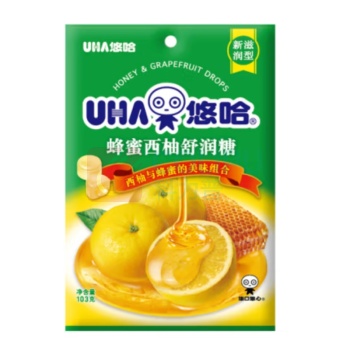 悠哈 UHA 蜂蜜西柚舒润糖 103g/袋 独立小包装 18颗/袋 24袋/箱