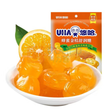 悠哈 UHA 蜂蜜金桔舒润糖 103g/袋 独立小包装 18颗/袋 24袋/箱