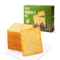 百草味 Be&Cheery 薄脆饼干休闲解馋零食野营小吃 海苔味 308g*1盒 新老包装随机发货