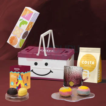 COSTA 中秋限定·世家好礼 C款 水牛奶生咖风味巧克力流心糕点 50g*1 杨枝甘露芒果风味流心糕点 50g*1 美式香橙咖啡风味流心糕点 50g*1 蜂蜜黑米燕麦软心糕点 50g*1 COSTA黄油曲奇85g*1 COSTA浓郁黑