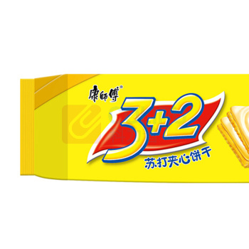 康师傅 Master Kong 3+2苏打夹心饼干 香浓奶油味 125g/袋 24袋/箱