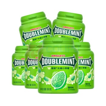 绿箭 DOUBLEMINT 口香糖 40粒/瓶 56g*6瓶 /组 无糖原味薄荷味