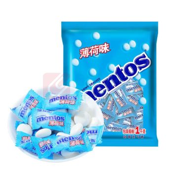 曼妥思 劲嚼充气薄荷糖 1000g约340颗 