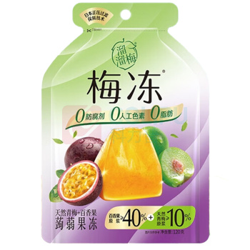 溜溜梅 蒟蒻梅冻 天然青梅+百香果果冻 120g/袋 24袋/箱