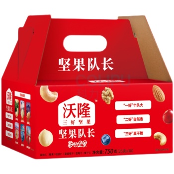 沃隆 WoLong 每日坚果A成人款 25g/包 30包/盒 750g/盒 (扁桃仁、腰果、核桃仁、蔓越莓干、蓝莓干、榛子仁)红色包装