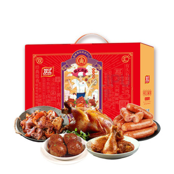 双汇 Shuanghui 熟食福宴 1520g (备注:香熏烤鸡500g;香卤鸡琵琶腿220g;香卤猪头肉200g;红烧狮子头300g;旺厨熏烤肉肠300g)