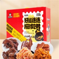 周黑鸭 乐享幸福鸭 722g 卤鸭脖【颗粒60G】*2 卤鸭翅中【颗粒75G】*2 魔芋素毛肚(魔芋爽)160g*2
