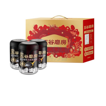 五谷磨房 无糖黑芝麻糊核桃芝麻黑豆粉 食养礼无糖款 1638g (红色礼盒)