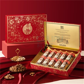 如水 鎏金繁花·红福休闲零食坚果礼盒 1508g