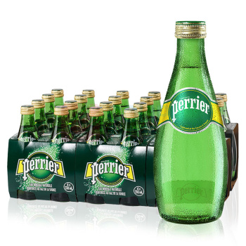 巴黎水 Perrier 天然有气矿泉水气泡水 330ml/瓶 24瓶/箱 (原味)